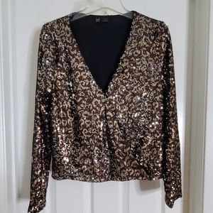 Zara Animal Print Sequin Top - NWT